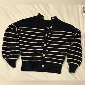 Alex Mill Navy and White Striped Nico Cardigan - Size XS